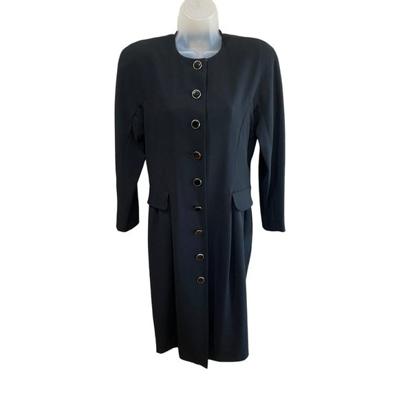 Karin Stevens Vintage 80’s Black Button Down Dress Size 6 - Picture 1 of 5